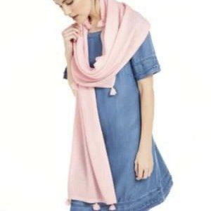 Charter Club Cashmere Tasseled Scarf Pink Cognac